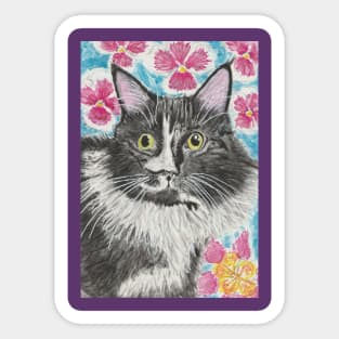 Waffles tuxedo cat Sticker